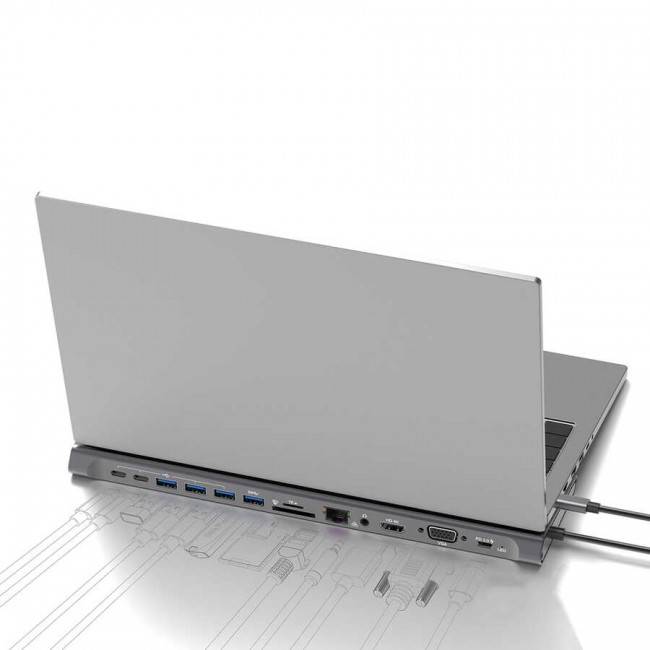 Go Des GD-9120 14 in 1 Stand Özellikli Type-C Hub SD Kart-RJ45-HDMI-VGA-Usb Çoğaltıcı Go Des GD-9120 14 in 1 Stand Özellikli Type-C Hub SD Kart-RJ45-HDMI-VGA-Usb Çoğaltıcı