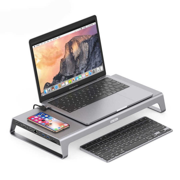 Go Des GD-9128 Hub ve Kablosuz Şarj Destekli Laptop Standı Docking Station Stand