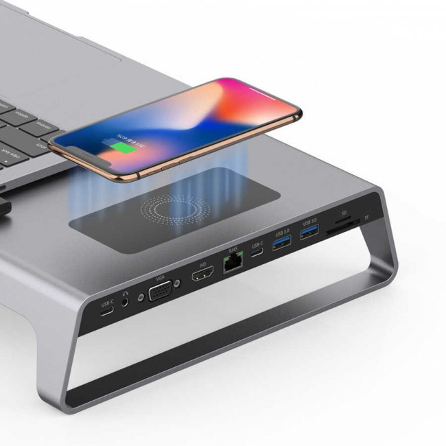Go Des GD-9128 Hub ve Kablosuz Şarj Destekli Laptop Standı Docking Station Stand Go Des GD-9128 Hub ve Kablosuz Şarj Destekli Laptop Standı Docking Station Stand