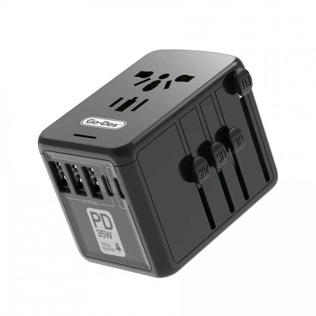 Go Des GD-B616 Çoklu Universal TR/US/UK/AUS/EU Uyumlu Şarj Adaptörü Max 35W Go Des GD-B616 Çoklu Universal TR/US/UK/AUS/EU Uyumlu Şarj Adaptörü Max 35W