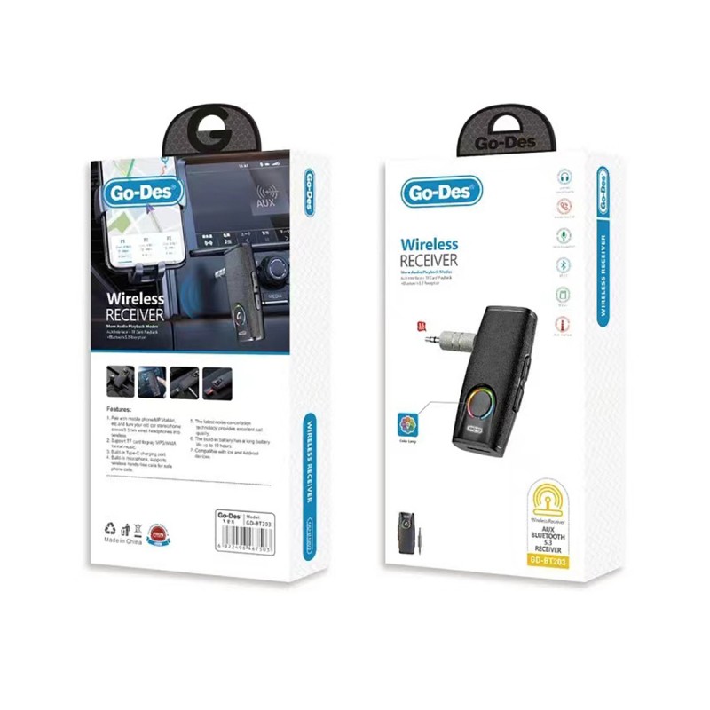Bal-z Go Des GD-BT203 Kablosuz Ses Alıcı Aux Girişli Bluetooth 5.3 Adaptör