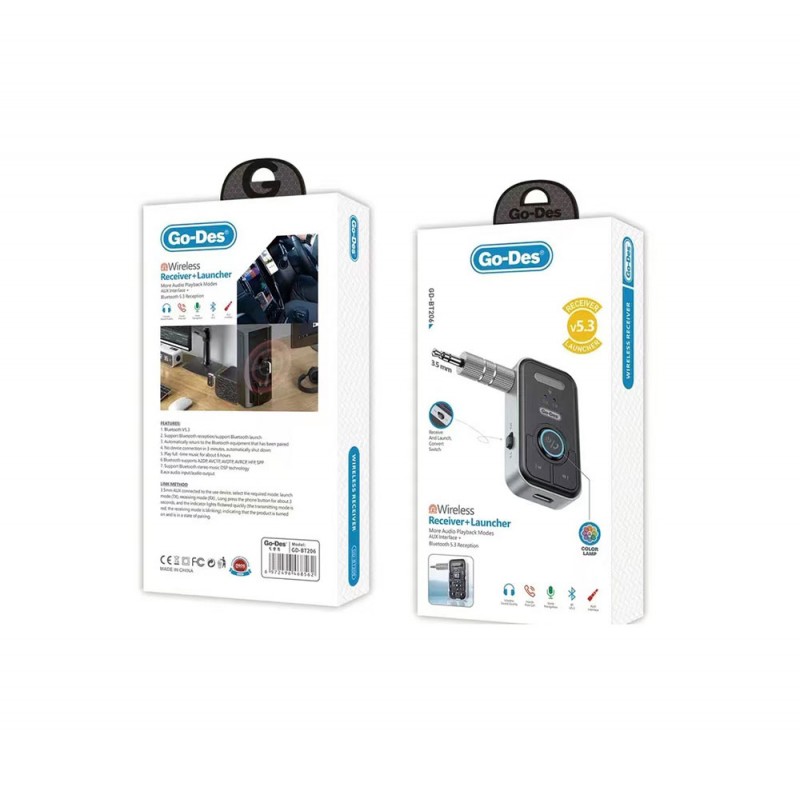 Bal-z Go Des GD-BT206 Kablosuz Ses Alıcı Aux Girişli Bluetooth 5.3 Adaptör