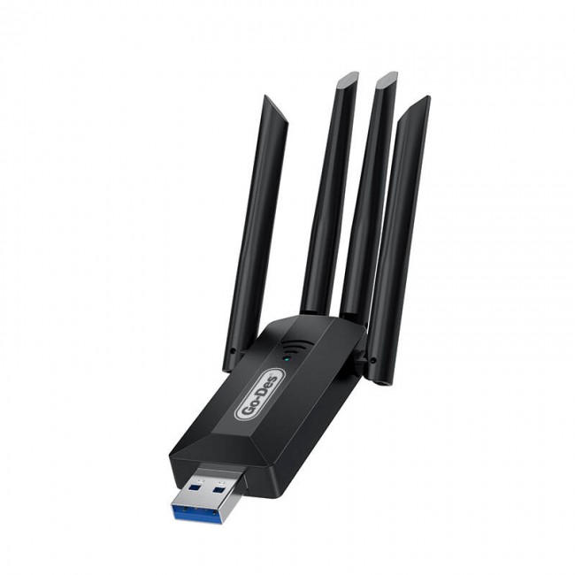 Go Des GD-BT318 Çift Bantlı 1200m 300Mbps 4 Antenli Kablosuz İnternet Sağlayıcı USB WiFi Adaptör Go Des GD-BT318 Çift Bantlı 1200m 300Mbps 4 Antenli Kablosuz İnternet Sağlayıcı USB WiFi Adaptör