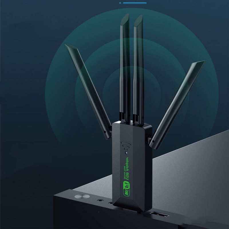 Bal-z Go Des GD-BT318 Çift Bantlı 1200m 300Mbps 4 Antenli Kablosuz İnternet Sağlayıcı USB WiFi Adaptör