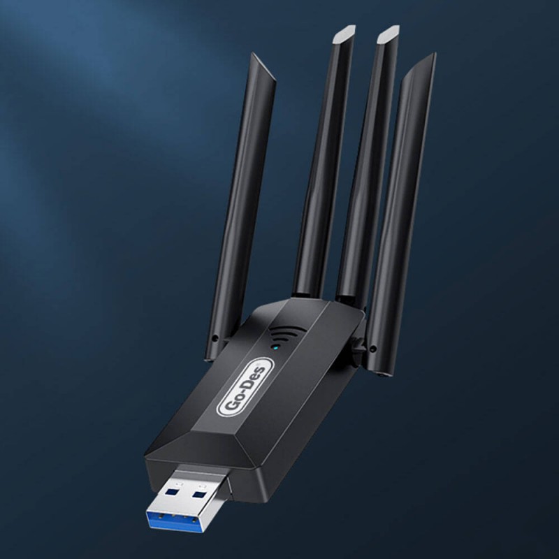 Bal-z Go Des GD-BT318 Çift Bantlı 1200m 300Mbps 4 Antenli Kablosuz İnternet Sağlayıcı USB WiFi Adaptör