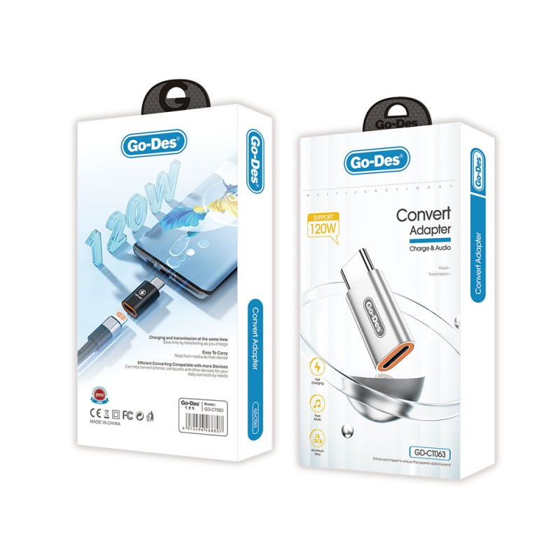 Bal-z Go Des GD-CT063 Lightning to Type-C 120W Şarj ve Ses Destekli Dönüştürücü