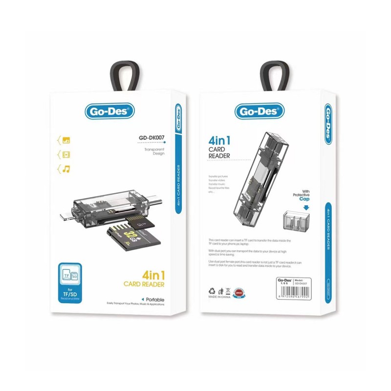 Bal-z Go Des GD-DK007 Type-C & Lightning Çıkışlı 4 in 1 OTG Hafıza Kart Okuyucu