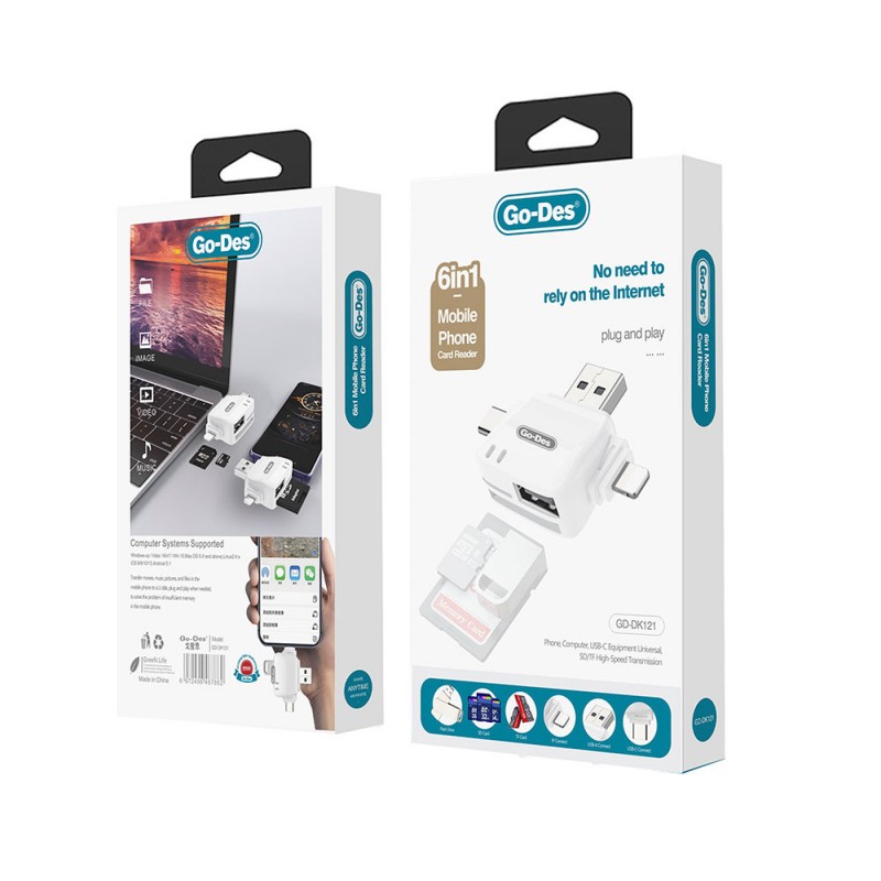 Bal-z Go Des GD-DK121 6 in 1 OTG Hafıza Kart Okuyucu