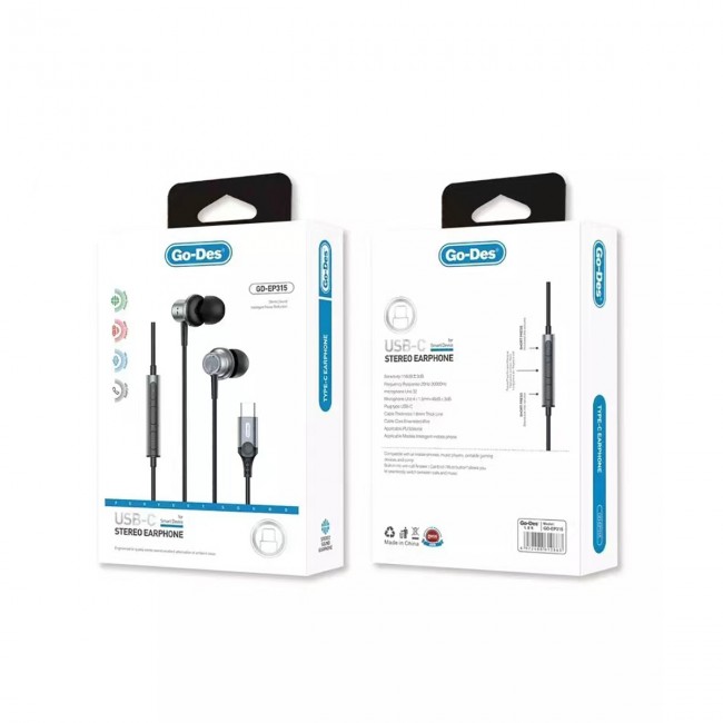 Go Des GD-EP315 Kulakiçi Kablolu Type-C Tak Çalıştır Stereo Kulaklık Go Des GD-EP315 Kulakiçi Kablolu Type-C Tak Çalıştır Stereo Kulaklık