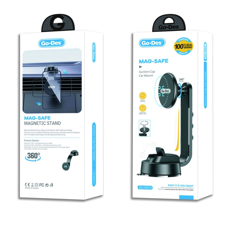 Bal-z Go Des GD-HD219 M-safe Magnetik Bükülebilen Vantuzlu Araç Telefon Tutucu
