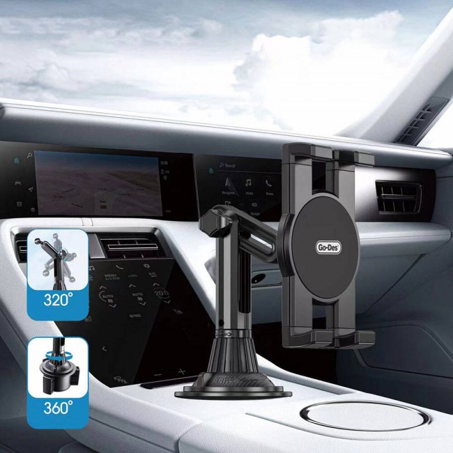 Go Des GD-HD313 Araç İçi Telefon Tutucu 360 Oynar Başlıklı Bardaklık Tipi Tutucu Go Des GD-HD313 Araç İçi Telefon Tutucu 360 Oynar Başlıklı Bardaklık Tipi Tutucu