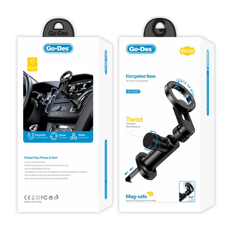 Bal-z Go Des GD-HD327 Magnetik M-safe Uyumlu 360 Derece Dönebilen Düz Zemin ve Havalandırma Tasarımlı Araç Telefon Tutucu