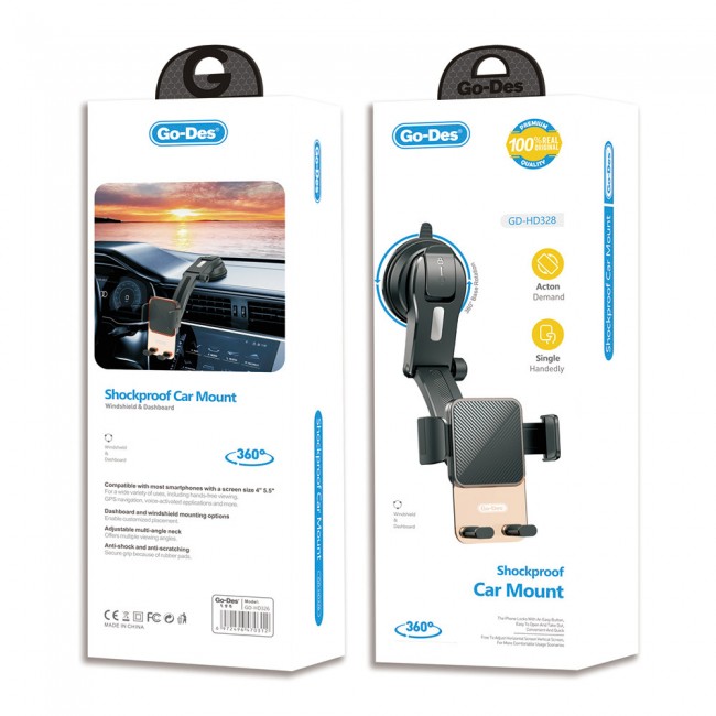 Go-Des GD-HD328 360 Derece Dönebilen Vakumlu Tasarım Araç İçi Telefon Tutucu Go-Des GD-HD328 360 Derece Dönebilen Vakumlu Tasarım Araç İçi Telefon Tutucu