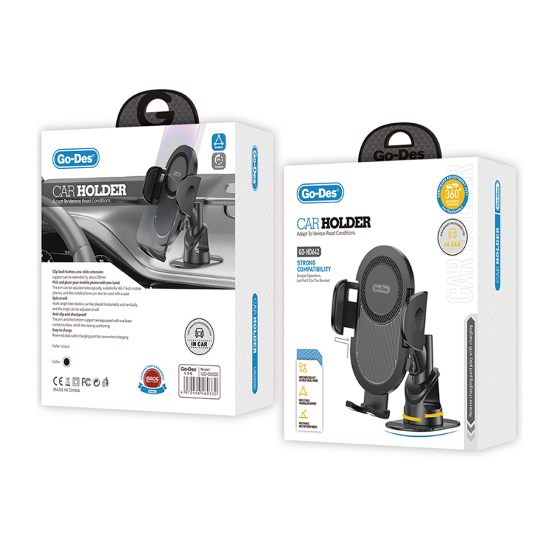 Bal-z Go Des GD-HD642 360° Dönebilen Vantuzlu Tasarım Araç Telefon Tutucu