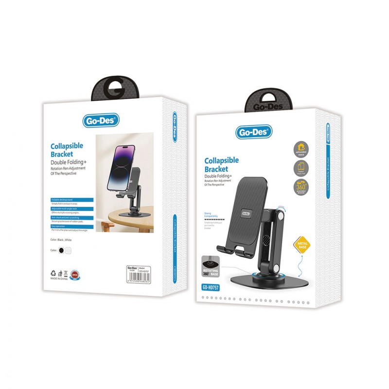 Bal-z Go Des GD-HD757 Taşınabilir Katlanabilir 360 Dönebilen Metal Telefon ve Tablet Standı