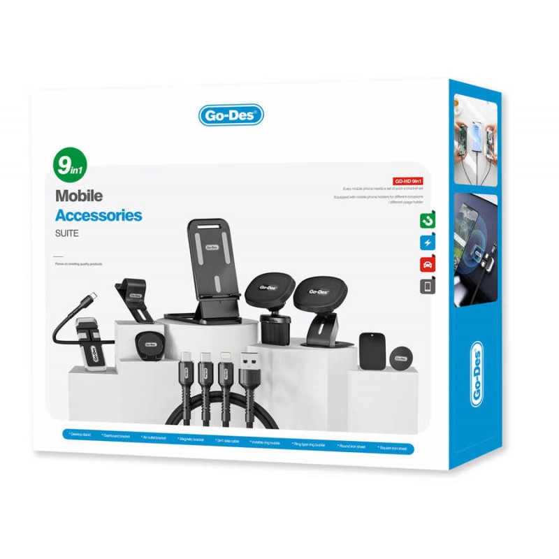 Bal-z Go Des GD-HD780 9 in 1 Araç Tutucu Seti