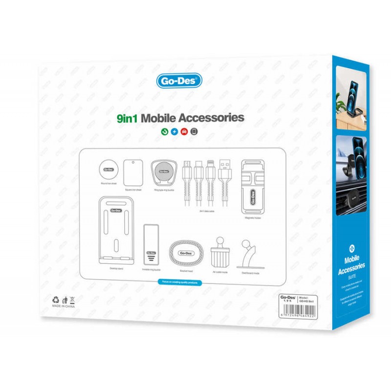 Bal-z Go Des GD-HD780 9 in 1 Araç Tutucu Seti