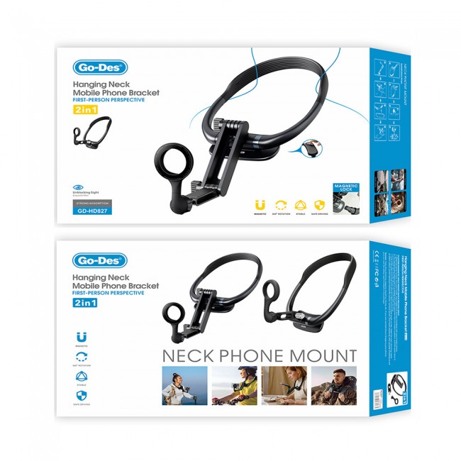 Go-Des GD-HD827 2in1 Eller Serbest Magnetik Boyun Askılı Telefon Tutucu Go-Des GD-HD827 2in1 Eller Serbest Magnetik Boyun Askılı Telefon Tutucu