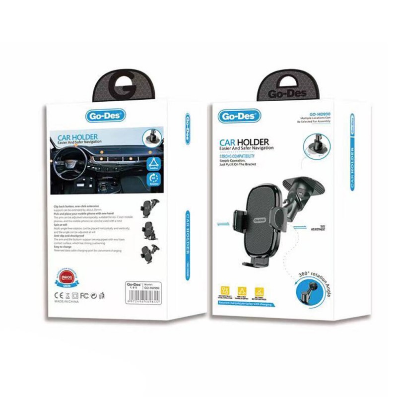 Bal-z Go Des GD-HD990 360 Oynar Başlıklı Düz Zemin Araç İçi Telefon Tutucu