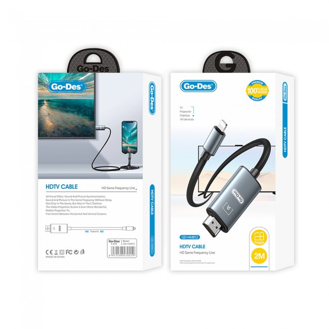 Go Des GD-HM812 Lightning To HDMI Kablo 2 Metre Go Des GD-HM812 Lightning To HDMI Kablo 2 Metre