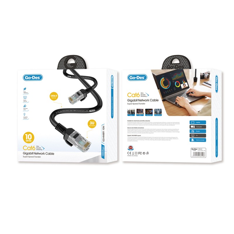 Bal-z Go Des GD-HM891 1000Mbps Aktarım Hızlı RJ45 Ethernet Kablosu 10M