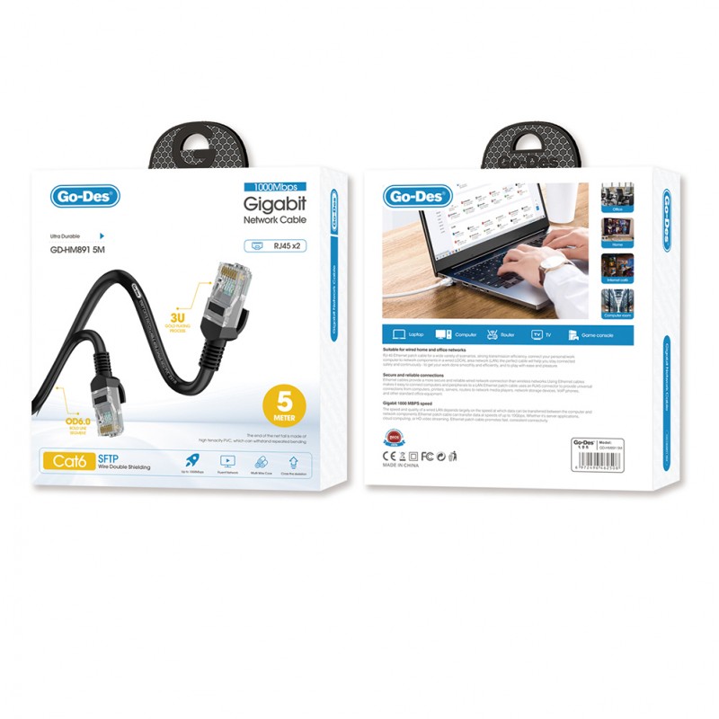 Bal-z Go Des GD-HM891 1000Mbps Aktarım Hızlı RJ45 Ethernet Kablosu 5M