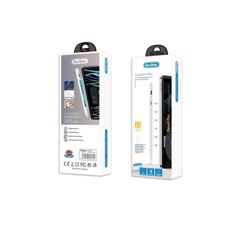 Bal-z Go Des GD-P1126 Palm-Rejection Avuç İçi Reddi Özelliği Magnetik Şarj Özellikli Eğim Basıncı Sensörlü Stylus Çizim Kalemi