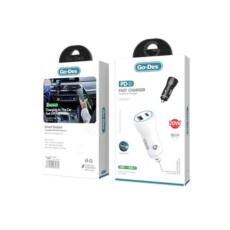 Bal-z Go Des GD-QC2016 Hızlı Şarj Çift Port PD Araç Şarj Aleti 20W Max