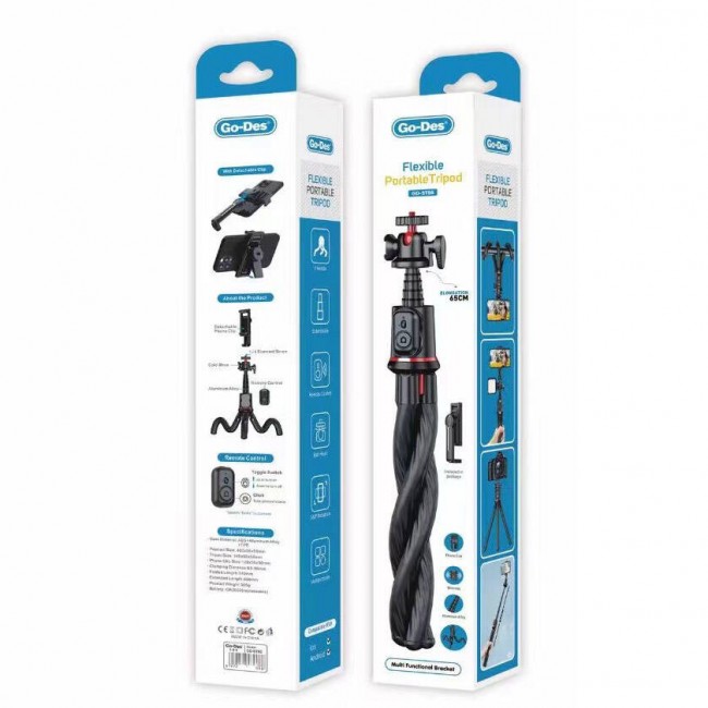 Go Des GD-ST86 Çok Fonksiyonlu Teleskopik Esneyebilen Uzaktan Kumanda Aparatlı Tripod Go Des GD-ST86 Çok Fonksiyonlu Teleskopik Esneyebilen Uzaktan Kumanda Aparatlı Tripod