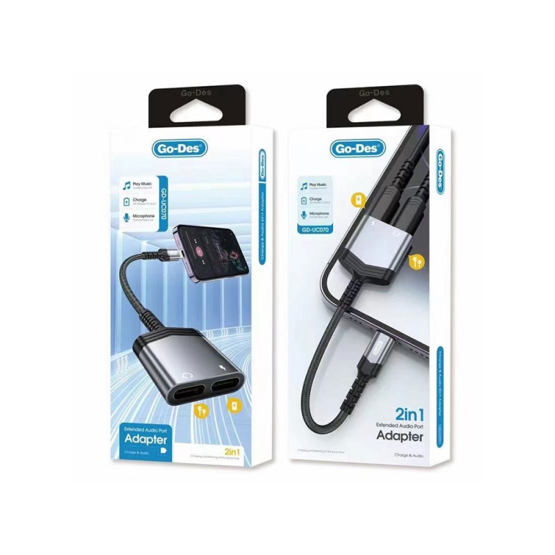 Bal-z Go Des GD-UC070 Lightning 2in1 Şarj ve Ses Adaptörü