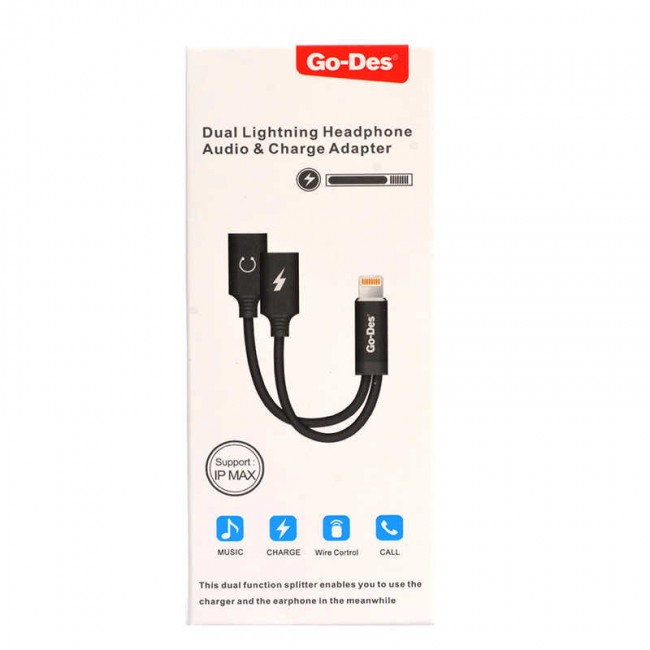Go Des GD-UC11 Dual Lightning Headphone Audio & Charge Adaptör Go Des GD-UC11 Dual Lightning Headphone Audio & Charge Adaptör