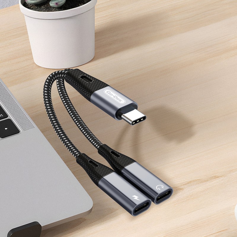 Bal-z Go Des GD-UC163 Type-C 2in1 Şarj ve Ses Kablosu