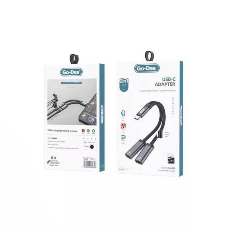 Bal-z Go Des GD-UC311 Type-C 2in1 Şarj ve Ses Kablosu