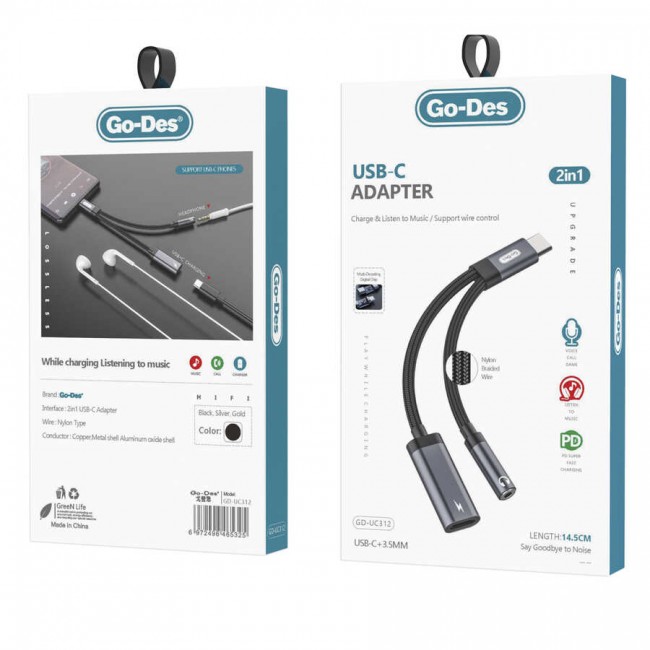 Go Des GD-UC312 Type-C To 3.5mm Dönüştürücü Go Des GD-UC312 Type-C To 3.5mm Dönüştürücü