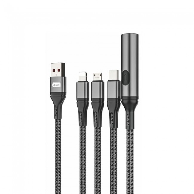Go Des GD-UC321 4in1 Lightning – Type-C – Micro USB Ultra Hızlı Şarj Kablosu + Çakmak Go Des GD-UC321 4in1 Lightning – Type-C – Micro USB Ultra Hızlı Şarj Kablosu + Çakmak