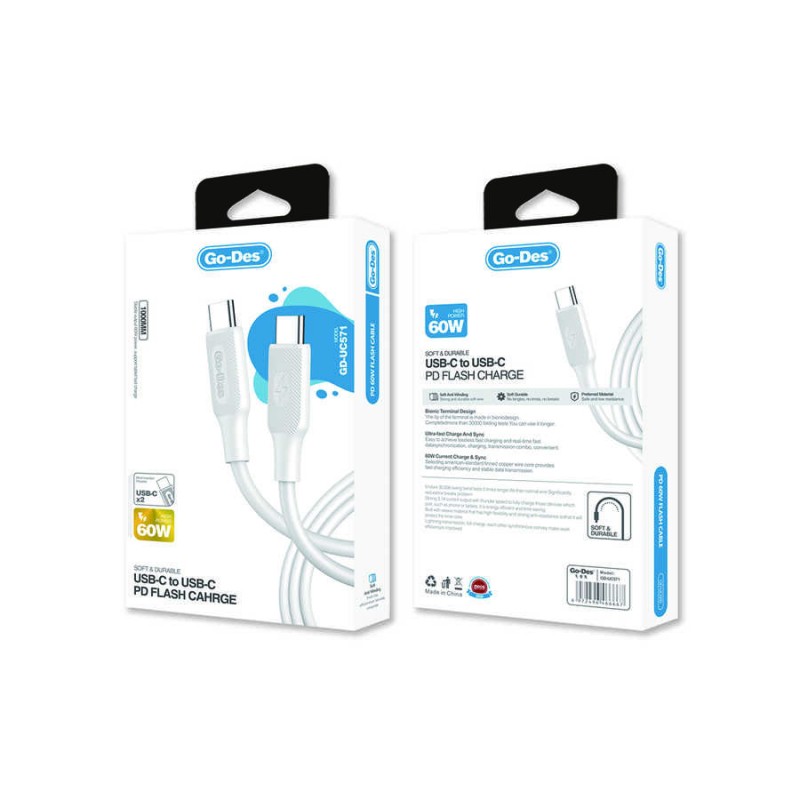 Bal-z Go Des GD-UC571 Type-C to Type-C PD Hızlı Şarj Kablosu 60W 1 Metre