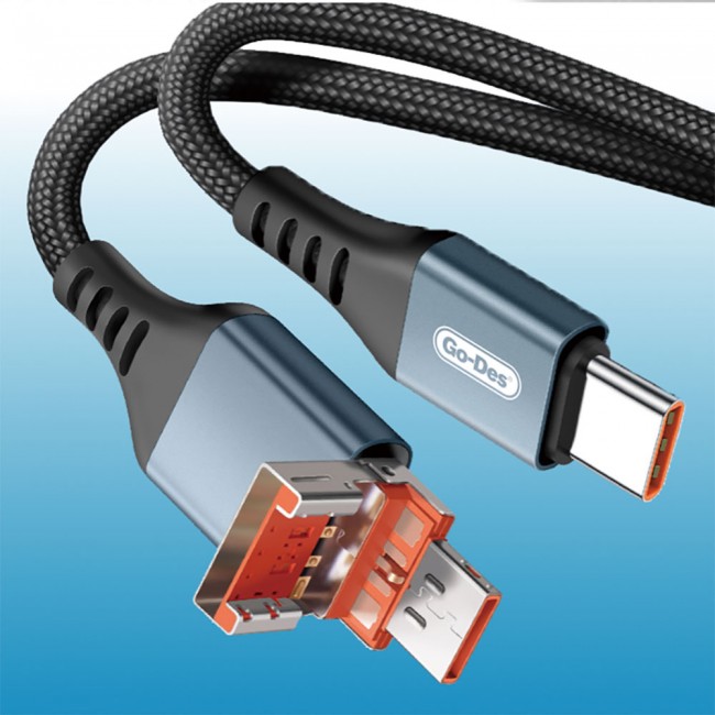 Go Des GD-UC593 Biyonik Terminal Tasarım PD65W Type-C to Type-C & USB-A to Type-C Kablo Go Des GD-UC593 Biyonik Terminal Tasarım PD65W Type-C to Type-C & USB-A to Type-C Kablo