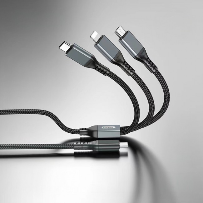 Go Des GD-UC617 3in1 Type-C to Lightning – Type-C – Micro USB Ultra Hızlı PD Şarj Kablosu 100W 1.2M Go Des GD-UC617 3in1 Type-C to Lightning – Type-C – Micro USB Ultra Hızlı PD Şarj Kablosu 100W 1.2M