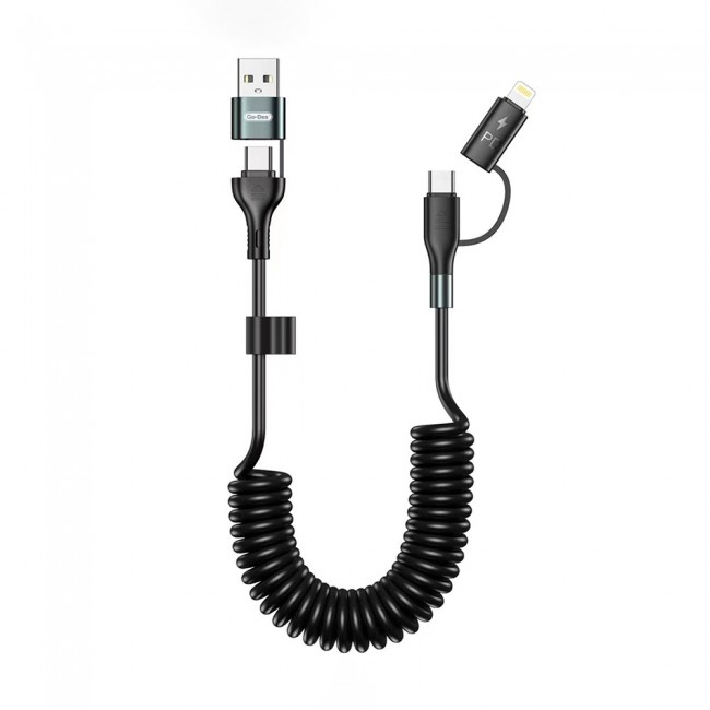 Go Des GD-UC805 4in1 Type-C+USB-A to Type-C+Lightning Sarmal PD Şarj ve Data Kablosu 60W 1.8M Go Des GD-UC805 4in1 Type-C+USB-A to Type-C+Lightning Sarmal PD Şarj ve Data Kablosu 60W 1.8M
