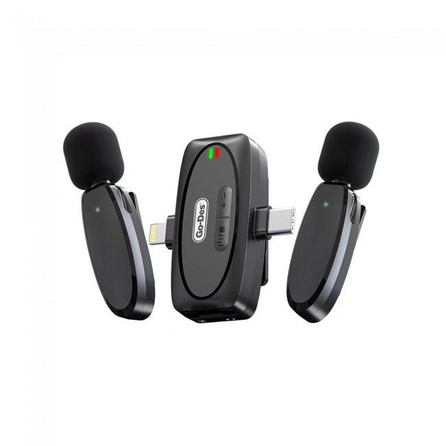 Go Des GD-WS303 2in1 Type-C ve Lightning Portlu Kablosuz Yaka Mikrofonu Go Des GD-WS303 2in1 Type-C ve Lightning Portlu Kablosuz Yaka Mikrofonu