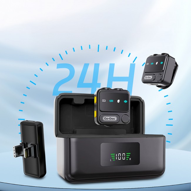 Go Des GD-WS307 2in1 Gürültü Engelleyici Özellikli Type-C ve Lightning Şarj Portlu Kablosuz Yaka Mikrofonu Go Des GD-WS307 2in1 Gürültü Engelleyici Özellikli Type-C ve Lightning Şarj Portlu Kablosuz Yaka Mikrofonu