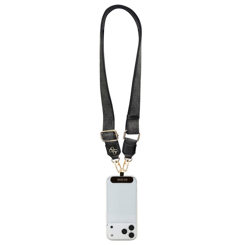 Bal-z Guess Orjinal Lisanslı 4G Desen ve Metal Logolu Çapraz Vücut Telefon Askı Kayışı 150cm