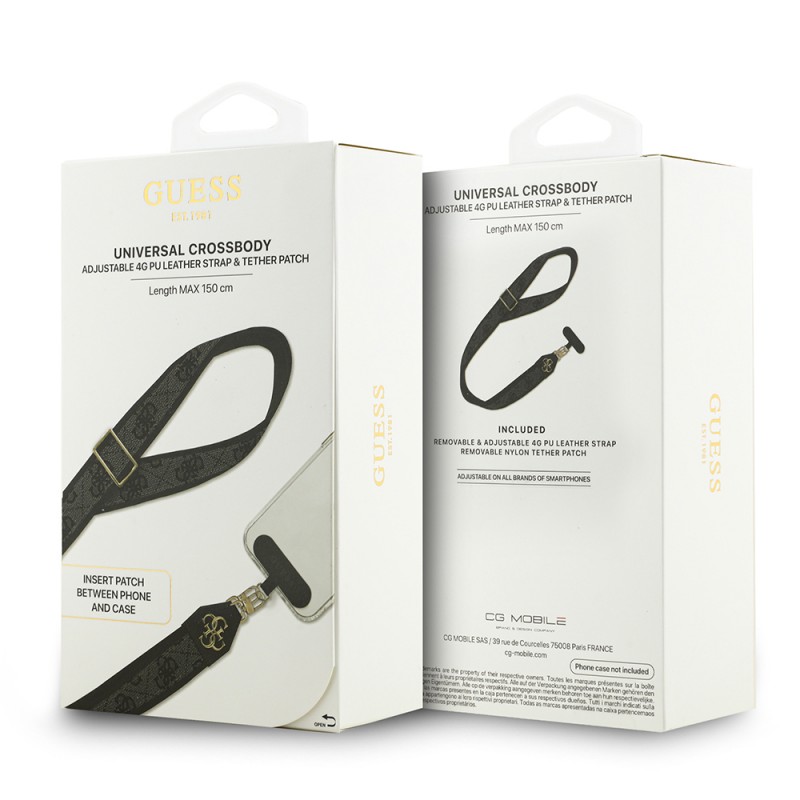 Bal-z Guess Orjinal Lisanslı 4G Desen ve Metal Logolu Çapraz Vücut Telefon Askı Kayışı 150cm