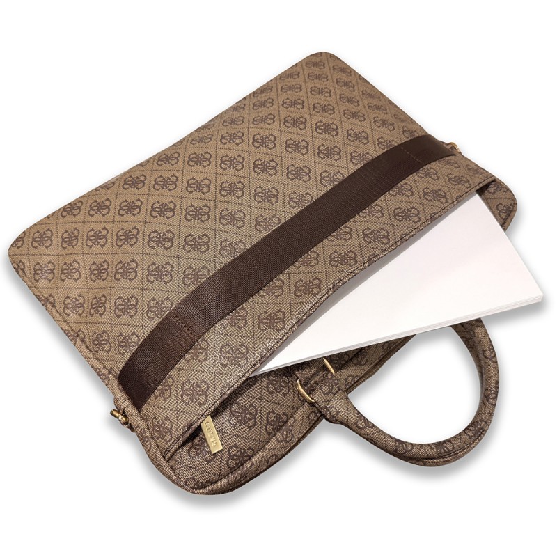 Bal-z Guess Orjinal Lisanslı 4G Desenli Büyük 4G Logolu Omuz Askılı 15 inç Laptop Çantası