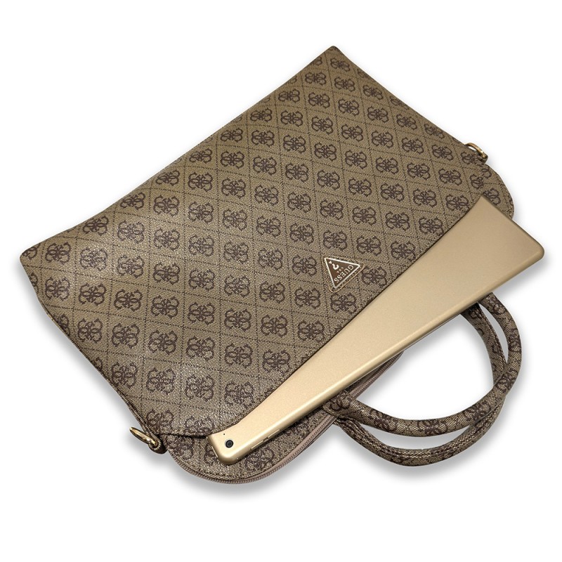 Bal-z Guess Orjinal Lisanslı 4G Desenli Üçgen Logolu Omuz Askılı 15 inç Laptop Çantası