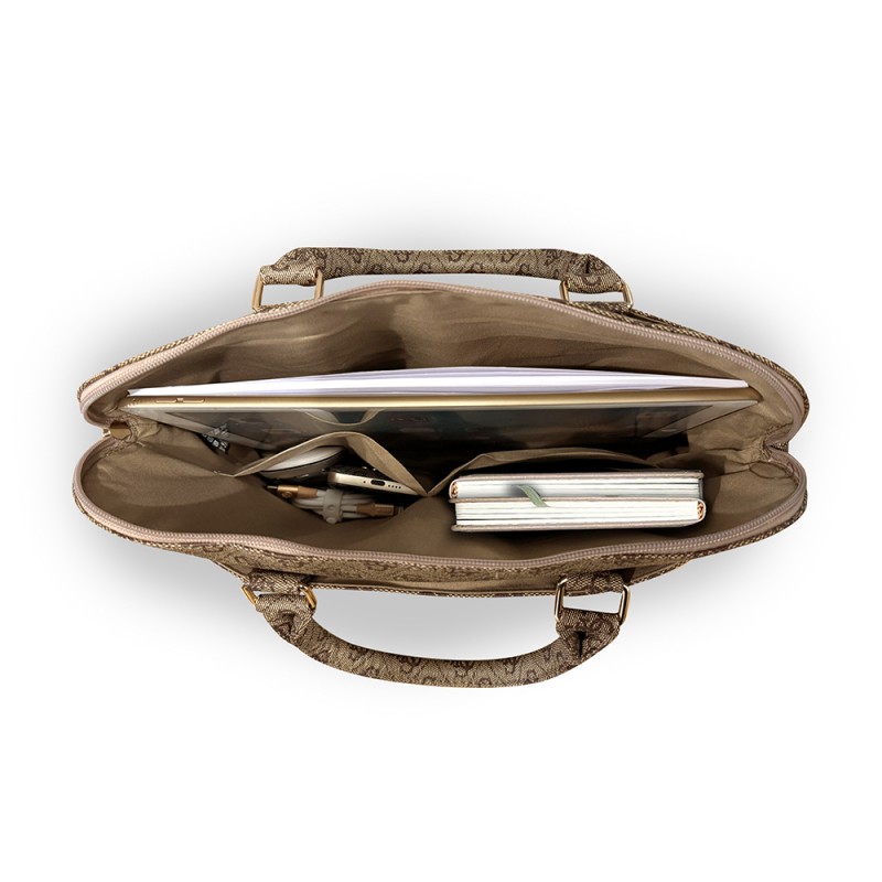 Bal-z Guess Orjinal Lisanslı 4G Desenli Üçgen Logolu Omuz Askılı 15 inç Laptop Çantası