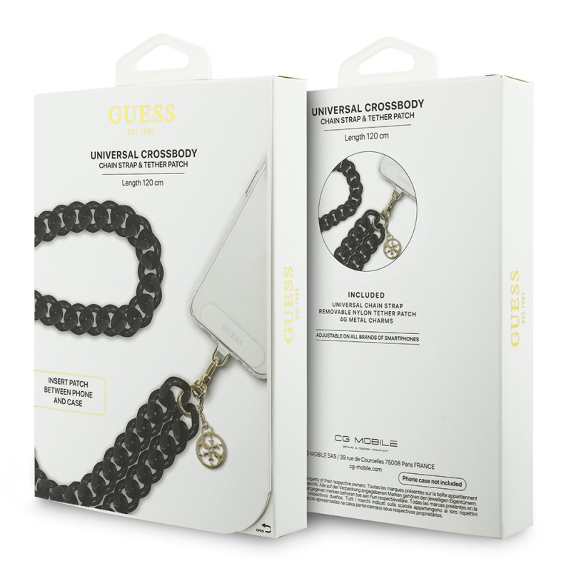 Bal-z Guess Orjinal Lisanslı 4G Metal Logolu Büyük Zincirli Çapraz Vücut Telefon Askı Kayışı 120cm