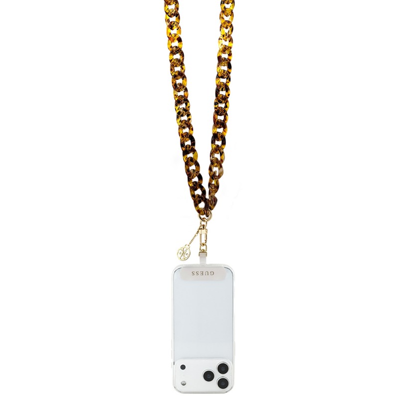 Bal-z Guess Orjinal Lisanslı 4G Metal Logolu Büyük Zincirli Çapraz Vücut Telefon Askı Kayışı 120cm