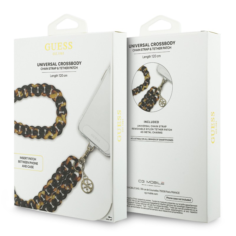 Bal-z Guess Orjinal Lisanslı 4G Metal Logolu Büyük Zincirli Çapraz Vücut Telefon Askı Kayışı 120cm