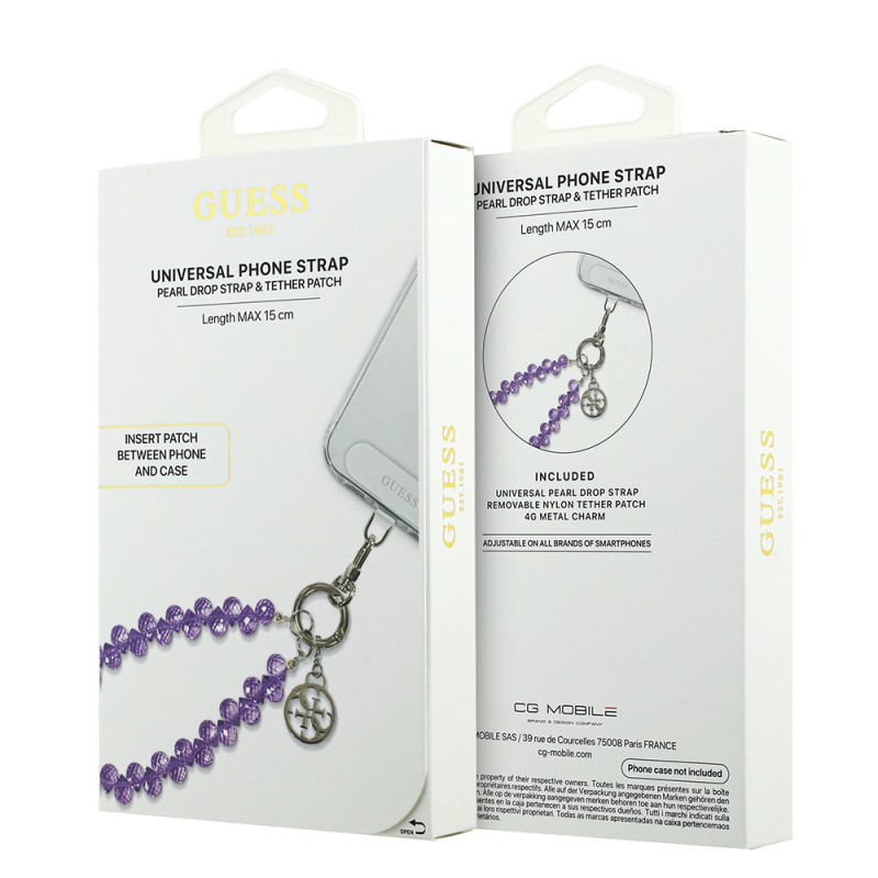 Bal-z Guess Orjinal Lisanslı 4G Metal Logolu Kristal Taşlı Telefon Bilek Askı Zinciri